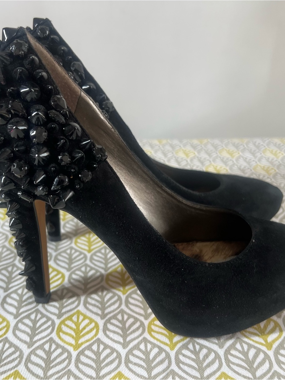 Sam Edelman Black Studded Suede Platform Pumps - Picture 3 of 10